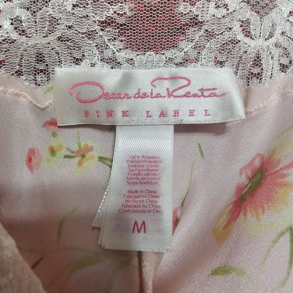 Oscar de la Renta Pink Label Peignoir Set S/M Soft Pink Floral Rosette Detail - Picture 15 of 16